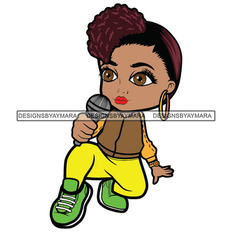 Singer Afro Lili Woman Microphone Hip Hop Fashion Urban Hipster Girl Joggers Sneakers Swag Fashion SVG JPG PNG Vector Clipart Cricut Silhouette Cut Cutting