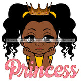 Princess Melanin Cute Girl Ponytails Crown Hand In Face Nubian Black Girl Magic SVG JPG PNG Vector Clipart Cricut Silhouette Cut Cutting