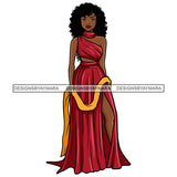 Classy Melanin Woman Long Red Dress Afro hair Nubian Black Girl Magic SVG JPG PNG Vector Clipart Cricut Silhouette Cut Cutting