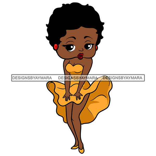 Black Betty Boo Sexy Sassy Yellow Dress Melanin Nubian Black Girl Magic SVG JPG PNG Vector Clipart Cricut Silhouette Cut Cutting