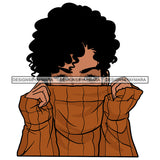 Woman Wearing Sweater Winter Outfit Cold Weather Melanin Nubian Black Girl Magic SVG JPG PNG Vector Clipart Cricut Silhouette Cut Cutting