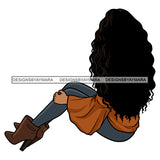 Melanin Woman Long Curly Hair Boots Nubian Black Girl Magic SVG JPG PNG Vector Clipart Cricut Silhouette Cut Cutting