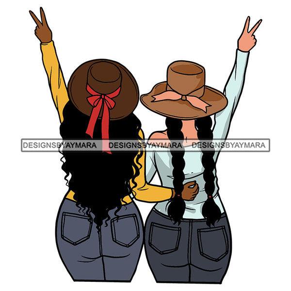 Best Friends Together Sisters Family Love Best Friends Melanin Nubian Black Girl Magic SVG JPG PNG Vector Clipart Cricut Silhouette Cut Cutting