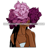 Woman Purple Flower Head Long Braids Melanin Nubian Black Girl Magic SVG JPG PNG Vector Clipart Cricut Silhouette Cut Cutting