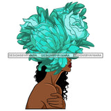 Woman Green Flower Head Melanin Nubian Black Girl Magic SVG JPG PNG Vector Clipart Cricut Silhouette Cut Cutting
