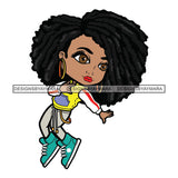 Cute Afro Girl Dancing Hip Hop Dancer Joggers Jacket Dreadlocks Hairstyle SVG JPG PNG Vector Clipart Cricut Silhouette Cut Cutting