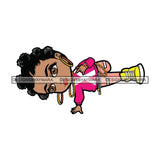 Cute Afro Girl Dancing Hip Hop Break Dance Sideway Hand Stand Bantu Knots Hairstyle SVG JPG PNG Vector Clipart Cricut Silhouette Cut Cutting