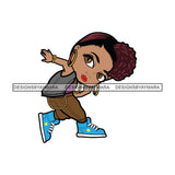 Cute Afro Girl Dancing Hip Hop Urban Dance Wearing Joggers Sneakers Braided Updo SVG JPG PNG Vector Clipart Cricut Silhouette Cut Cutting