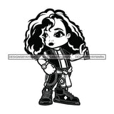 Cute Afro Girl Paint Can Graffiti Street Artist Urban Hipster Girl Joggers Sneakers Dyed Hairstyle Swag Fashion B/W SVG JPG PNG Vector Clipart Cricut Silhouette Cut Cutting