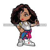 Cute Afro Girl Paint Can Graffiti Street Artist Urban Hipster Girl Joggers Sneakers Dyed Hairstyle Swag Fashion SVG JPG PNG Vector Clipart Cricut Silhouette Cut Cutting