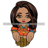 Cute Afro Girl Urban Hipster Gambling Casino Ships Gold Chains Highlights Hairstyle Swag Fashion SVG JPG PNG Vector Clipart Cricut Silhouette Cut Cutting