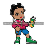 Cute Afro Girl Urban Hipster Spray Paint Can Graffiti Artist Joggers Sneakers Afro Puff Hairstyle Swag Fashion SVG JPG PNG Vector Clipart Cricut Silhouette Cut Cutting