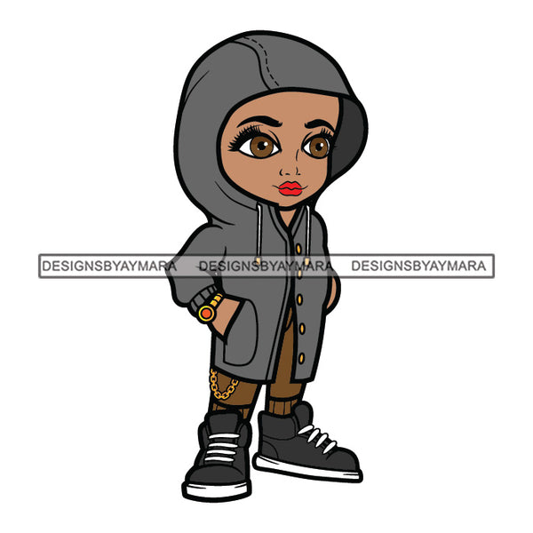 Cute Afro Girl Urban Hipster Hoodie Joggers Sneakers Hairstyle Swag Fashion SVG JPG PNG Vector Clipart Cricut Silhouette Cut Cutting
