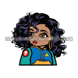 Cute Afro Girl Urban Hipster Girl Tongue Out Cute Sweater Curly Hairstyle Swag Fashion SVG JPG PNG Vector Clipart Cricut Silhouette Cut Cutting