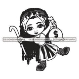 Afro Cute Lola Dancing cane Money Gag Hustler Melanin Woman Money Maker Independent Business Girl Cash Money Dollar Sign Designs For T-Shirt and Other Products SVG PNG JPG Cutting Files For Silhouette Cricut and More!