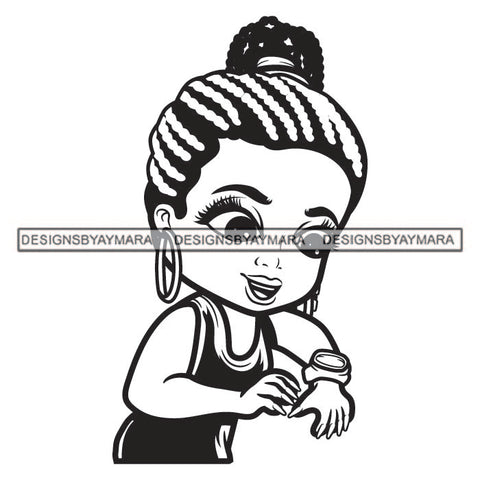 Afro Hustler Melanin Gold Watch Braids Hairstyle Woman Money Maker Independent Business Girl Cash Money Dollar Sign Designs For T-Shirt and Other Products SVG PNG JPG Cutting Files For Silhouette Cricut and More!