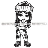 Afro Cute Lola Winter hat Fashion Melanin Woman Designs For T-Shirt and Other Products SVG PNG JPG Cutting Files For Silhouette Cricut and More!