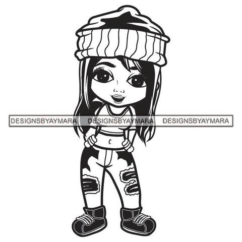 Afro Cute Lola Winter hat Fashion Melanin Woman Designs For T-Shirt and Other Products SVG PNG JPG Cutting Files For Silhouette Cricut and More!