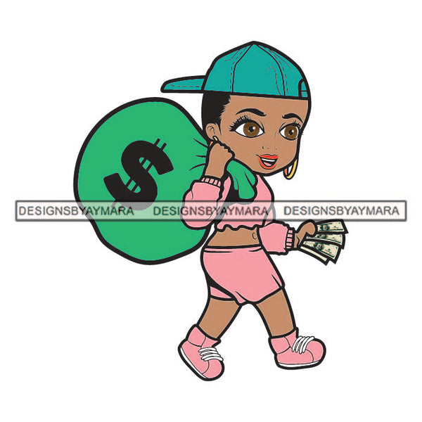 Afro Cute Lola Town boy Girl Baseball Cap Caring Bag Of Money Hustler Melanin Gangster Woman Money Maker Independent Business Girl Cash Money Dollar Sign Designs For T-Shirt and Other Products SVG PNG JPG Cutting Files For Silhouette Cricut and More!