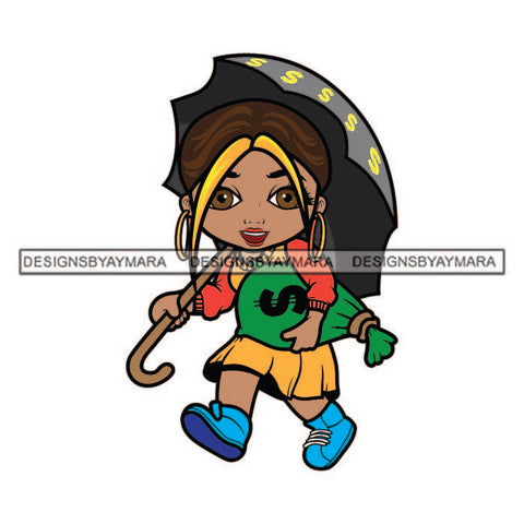 Afro Cute Lola Caring Money Full Of Cash Umbrella Hustler Melanin Gangster Woman Money Maker Independent Business Girl Cash Money Dollar Sign Designs For T-Shirt and Other Products SVG PNG JPG Cutting Files For Silhouette Cricut and More!