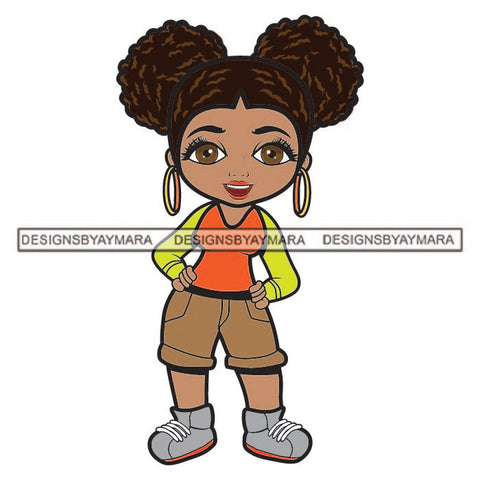 Afro Cute Lola Fashion Swag Outfit Afro Ponytails Puff Big Bamboo Earrings Designs For T-Shirt and Other Products SVG PNG JPG Cutting Files For Silhouette Cricut and More!