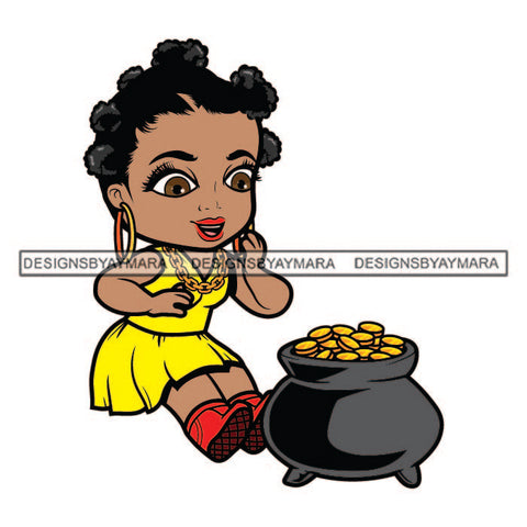 Afro Hustler Melanin Girl Bantu Knots Hairstyle Cooking Money Pot Woman Money Maker Independent Business Girl Cash Money Dollar Sign Designs For T-Shirt and Other Products SVG PNG JPG Cutting Files For Silhouette Cricut and More!
