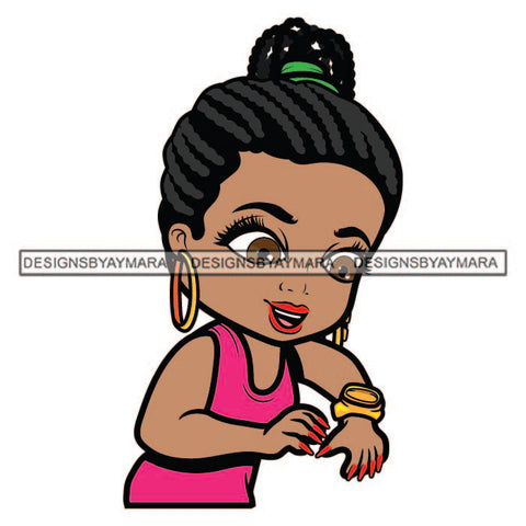 Afro Hustler Melanin Gold Watch Braids Hairstyle Woman Money Maker Independent Business Girl Cash Money Dollar Sign Designs For T-Shirt and Other Products SVG PNG JPG Cutting Files For Silhouette Cricut and More!