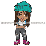 Afro Cute Lola Winter hat Fashion Melanin Woman Designs For T-Shirt and Other Products SVG PNG JPG Cutting Files For Silhouette Cricut and More!