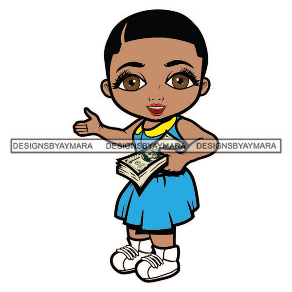 Afro Cute Lola Hustler Melanin Money Stack Short Hairstyle Woman Money Maker Independent Business Girl Cash Money Dollar Sign Designs For T-Shirt and Other Products SVG PNG JPG Cutting Files For Silhouette Cricut and More!