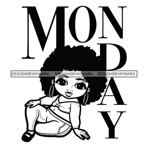 Monday Diva Weeks Day Queen Beautiful Woman Fashion Model Classy Glamour Swag SVG JPG PNG Vector Clipart Cricut Silhouette Cut Cutting