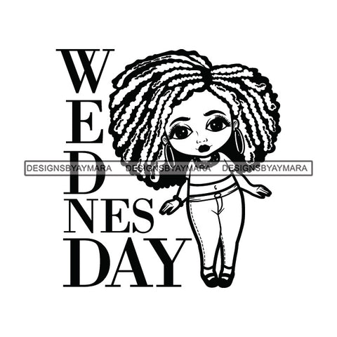 Wednesday Diva Weeks Day Queen Beautiful Woman Fashion Model Classy Glamour Swag SVG JPG PNG Vector Clipart Cricut Silhouette Cut Cutting