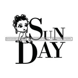 Sunday Diva Weeks Day Queen Beautiful Woman Fashion Model Classy Glamour Swag SVG JPG PNG Vector Clipart Cricut Silhouette Cut Cutting