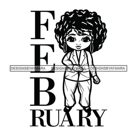 February Diva Month Year Birthday Queen Beautiful Woman Fashion Model Classy Glamour Swag SVG JPG PNG Vector Clipart Cricut Silhouette Cut Cutting