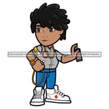 Cute Boy Holding Spray Paint Can Graffiti Artist Gold Chain Fashionista Swag Sneakers Cool Jogging Pants Hipster Street NY Fashion Flow SVG JPG PNG Vector Clipart Cricut Silhouette Cut Cutting
