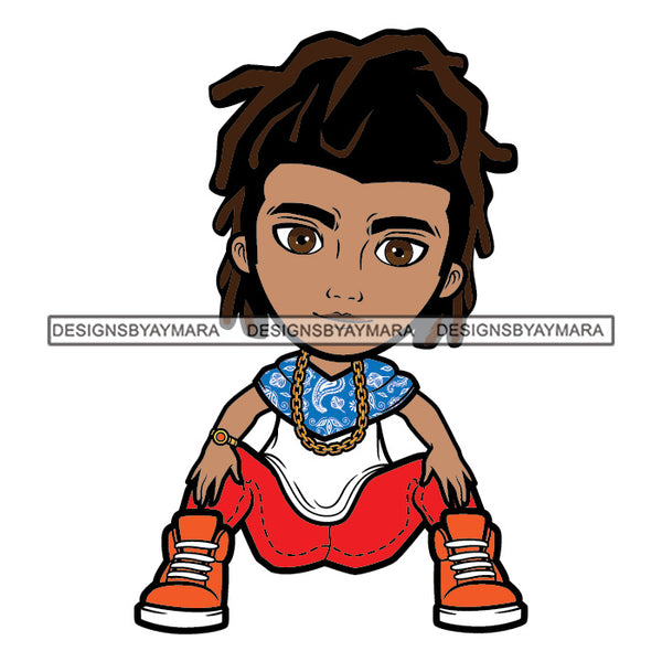 Cute Boy Sitting Gold Chain Fashionista Swag Sneakers Cool Jogging Pants Hipster Street NY Fashion Flow SVG JPG PNG Vector Clipart Cricut Silhouette Cut Cutting