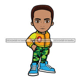 Cute Boy Fashionista Swag Fresh Haircut Sneakers Cool Camo Jogging Pants Hipster Street NY Fashion Flow SVG JPG PNG Vector Clipart Cricut Silhouette Cut Cutting