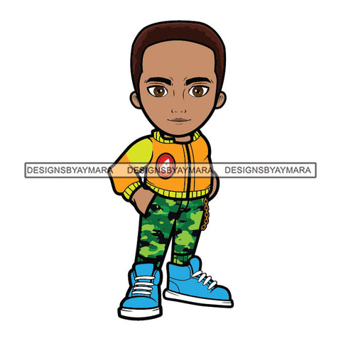 Cute Boy Fashionista Swag Fresh Haircut Sneakers Cool Camo Jogging Pants Hipster Street NY Fashion Flow SVG JPG PNG Vector Clipart Cricut Silhouette Cut Cutting