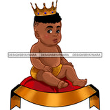 Cute Baby Prince Gold Crown Sitting On Red Pillow  JPG PNG  Clipart Cricut Silhouette Cut Cutting