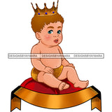 Cute Baby Prince Gold Crown Sitting On Red Pillow  JPG PNG  Clipart Cricut Silhouette Cut Cutting