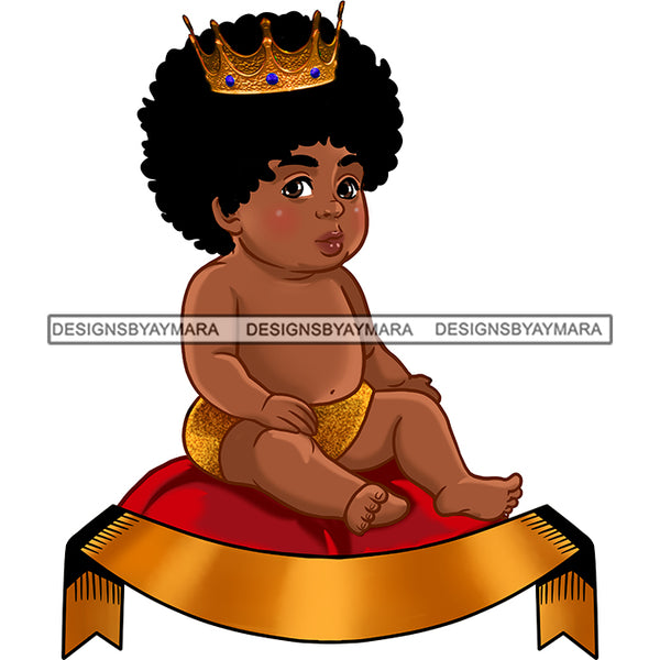 Cute Baby Prince Gold Crown Sitting On Red Pillow  JPG PNG  Clipart Cricut Silhouette Cut Cutting