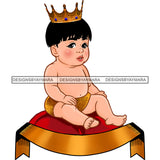 Cute Baby Prince Gold Crown Sitting On Red Pillow  JPG PNG  Clipart Cricut Silhouette Cut Cutting