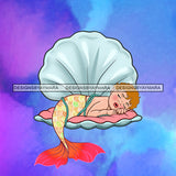Cute Baby Girl Mermaid Sleeping In Seashell  JPG PNG  Clipart Cricut Silhouette Cut Cutting