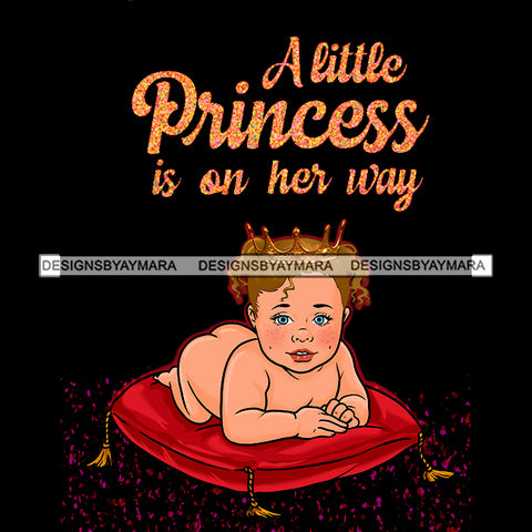 A Little Princess Is On Her Way Gold Crown On Red Pillow  JPG PNG  Clipart Cricut Silhouette Cut Cutting