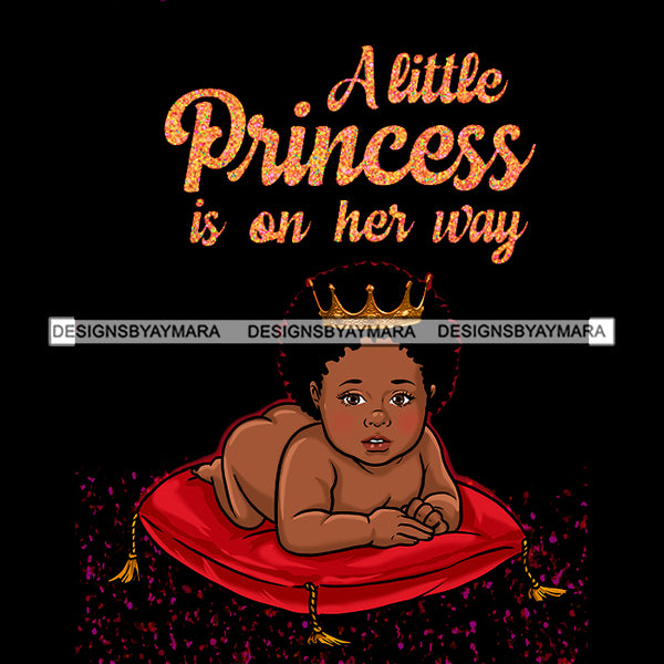 A Little Princess Is On Her Way Gold Crown On Red Pillow  JPG PNG  Clipart Cricut Silhouette Cut Cutting