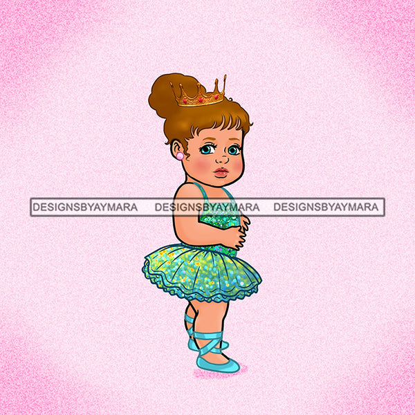 Baby Girl Princess In Green Blue Ballet Outfit JPG PNG  Clipart Cricut Silhouette Cut Cutting