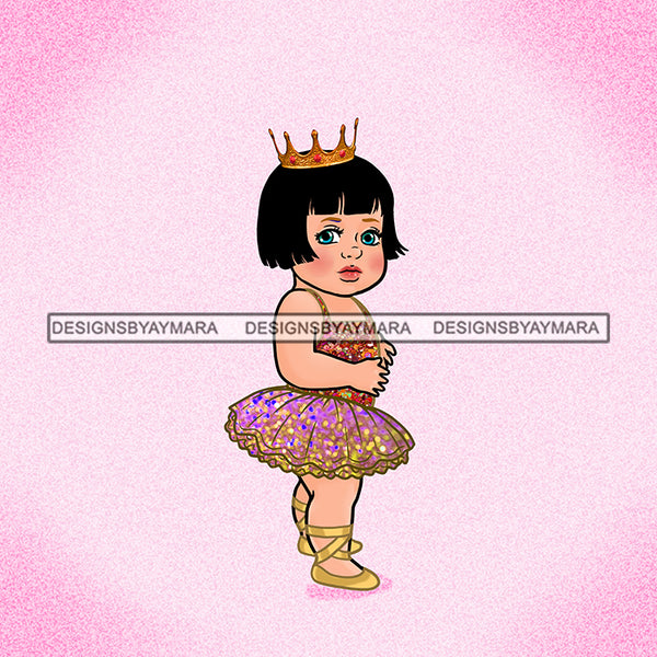 Baby Girl Princess In Pink Gold Ballet Outfit JPG PNG  Clipart Cricut Silhouette Cut Cutting