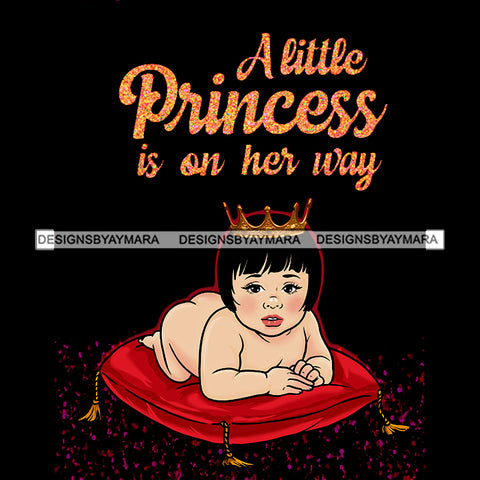 A Little Princess Is On Her Way Gold Crown On Red Pillow  JPG PNG  Clipart Cricut Silhouette Cut Cutting