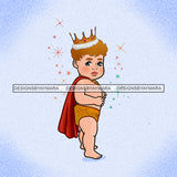 Cute Baby Prince In Gold Wearing Red Cape And Crown JPG PNG  Clipart Cricut Silhouette Cut Cutting