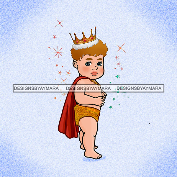 Cute Baby Prince In Gold Wearing Red Cape And Crown JPG PNG  Clipart Cricut Silhouette Cut Cutting