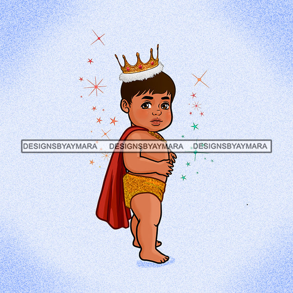 Cute Baby Prince In Gold Wearing Red Cape And Crown JPG PNG  Clipart Cricut Silhouette Cut Cutting